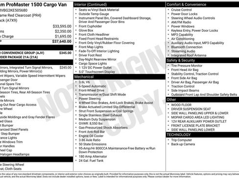 Used 2019 RAM ProMaster 1500 w/ Interior Convenience Group image 2