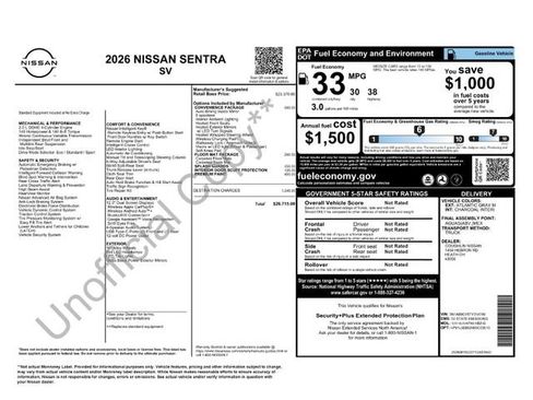 New 2026 Nissan Sentra SV w/ SV Convenience Package FWD image 4