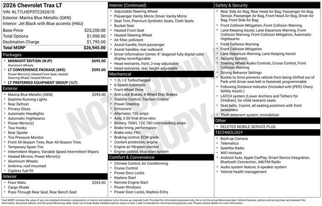 New 2026 Chevrolet Trax LT w/ Midnight Edition FWD image 4