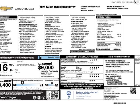 Used 2023 Chevrolet Tahoe High Country w/ Premium Package 2 AWD/4WD image 2