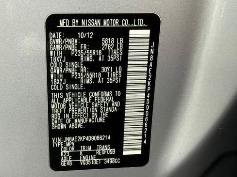 Used 2013 Nissan Quest SL w/ Value Cargo Pkg image 32