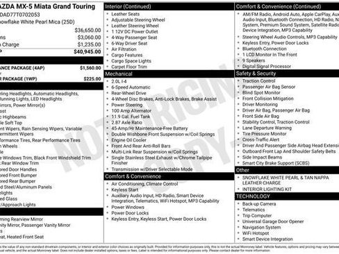 New 2026 MAZDA MX-5 Miata Grand Touring w/ Appearance Package RWD image 34