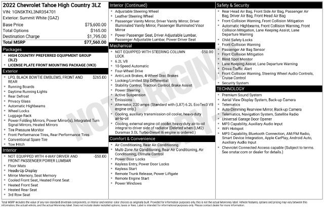 Used 2022 Chevrolet Tahoe High Country AWD/4WD image 1