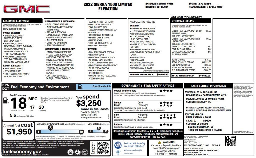 Used 2022 GMC Sierra 1500 Elevation AWD/4WD image 1