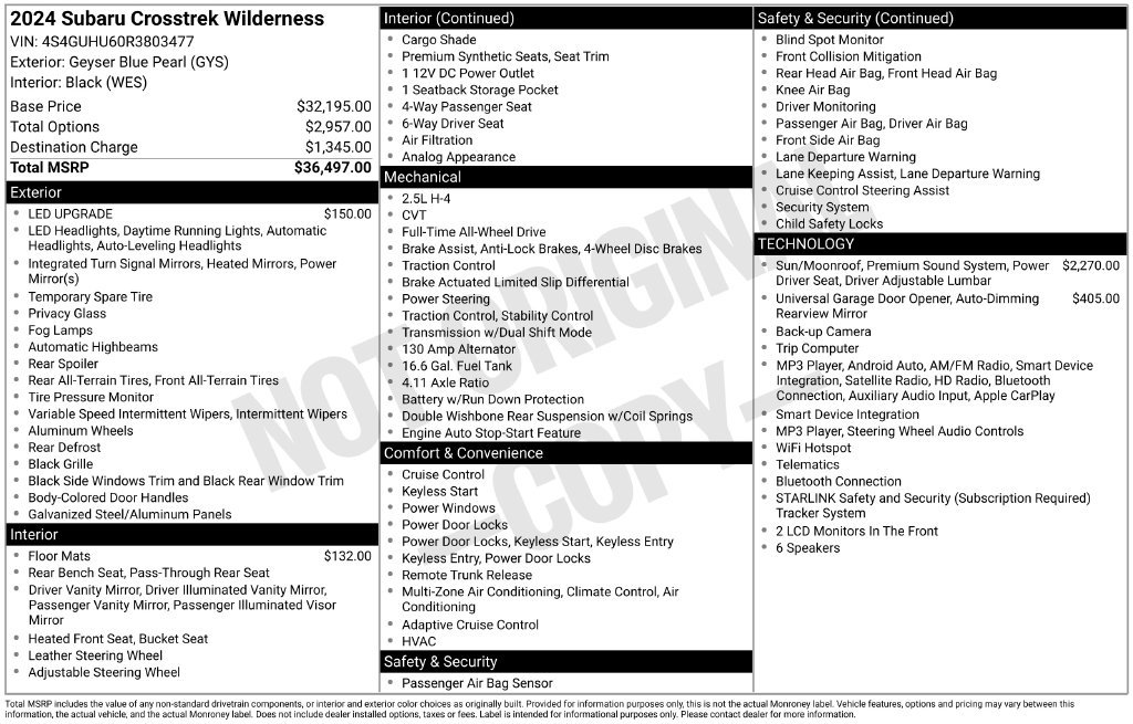 Certified 2024 Subaru Crosstrek 2.5i Wilderness AWD/4WD image 32