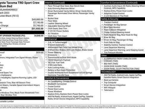 Used 2025 Toyota Tacoma TRD Sport w/ TRD Sport Upgrade Package AWD/4WD image 1
