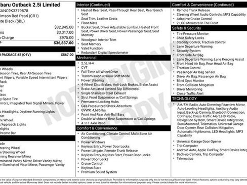 Used 2019 Subaru Outback 2.5i Limited w/ Popular Package #2 image 7