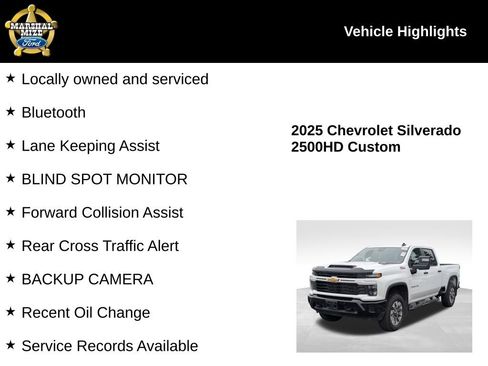 Used 2025 Chevrolet Silverado 2500 Custom w/ Custom Value Package image 2