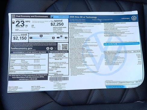 New 2026 Volkswagen Atlas SE FWD image 22