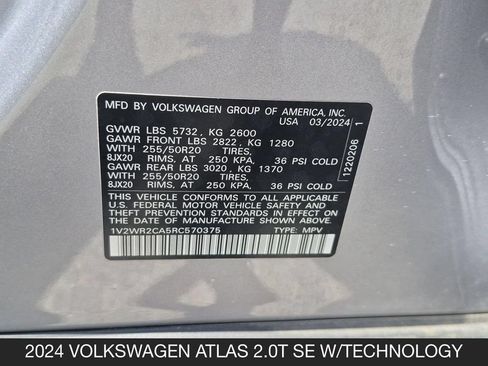 Used 2024 Volkswagen Atlas SE FWD image 25