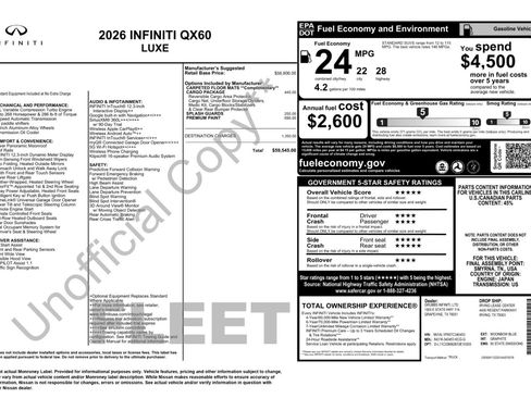 Used 2026 INFINITI QX60 Luxe w/ Cargo Package FWD image 58
