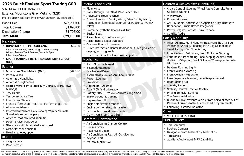 New 2026 Buick Envista Sport Touring w/ Convenience II Package FWD image 5