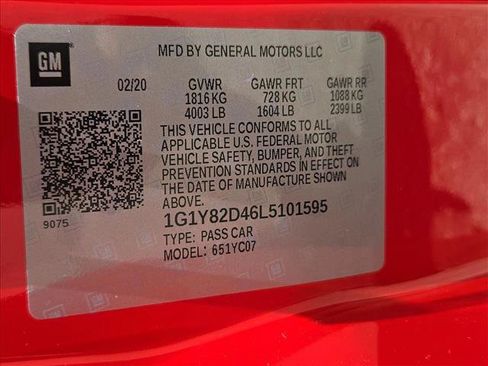 Certified 2020 Chevrolet Corvette Stingray Premium Cpe w/ 3LT Preferred Equipment Group RWD image 17
