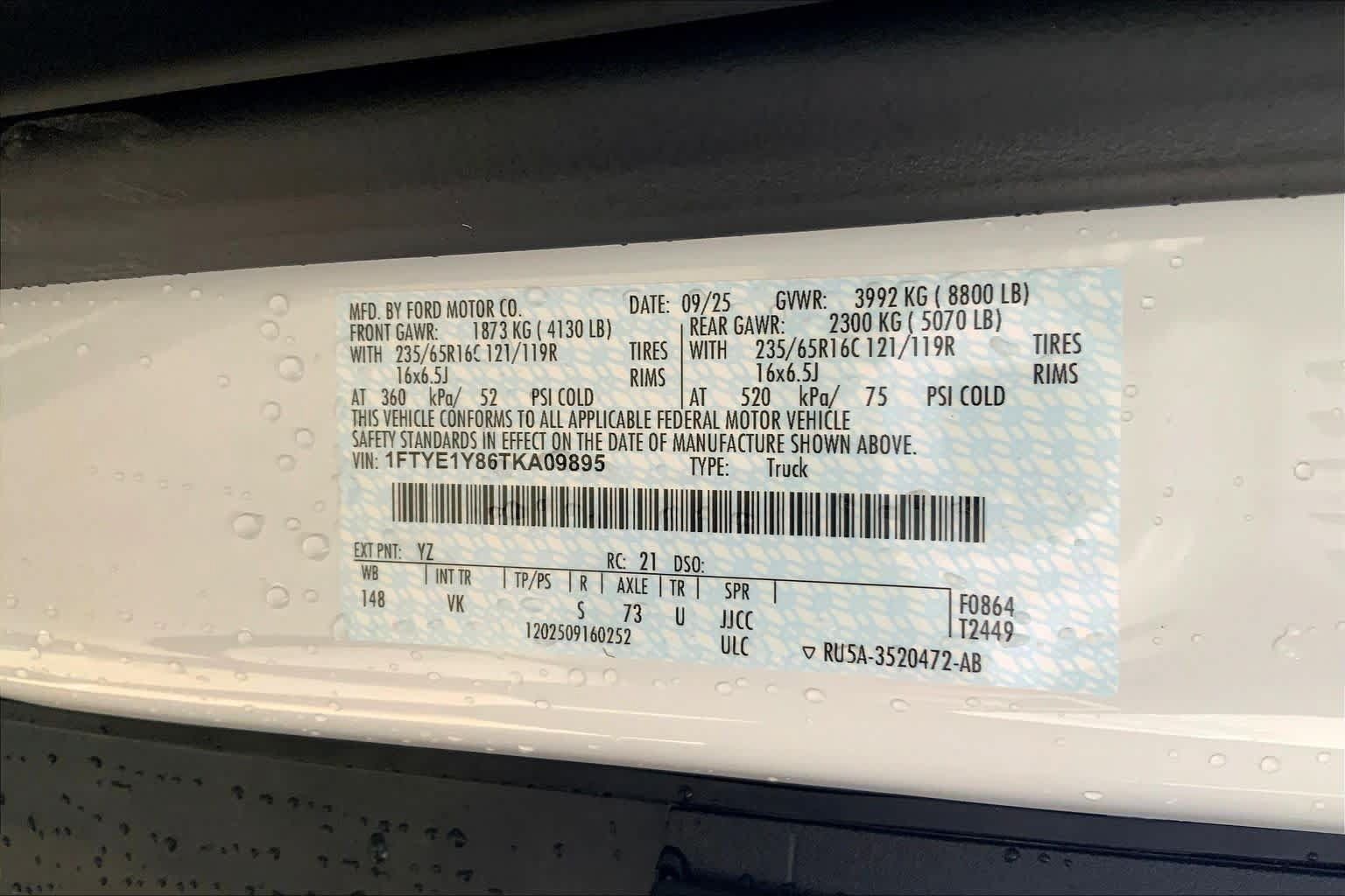New 2026 Ford Transit 150 Low Roof w/ Load Area Protection Package RWD image 16