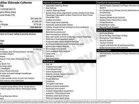 Used 2002 Cadillac Eldorado Collector's Edition FWD image 32