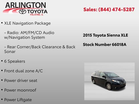 Used 2015 Toyota Sienna XLE w/ XLE Navigation Package FWD image 2
