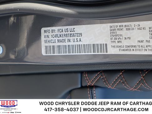 New 2026 Jeep Grand Cherokee L Summit w/ Obsidian Package AWD/4WD image 26
