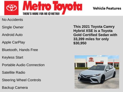 Certified 2021 Toyota Camry XSE w/ Navigation Upgrade Package image 16