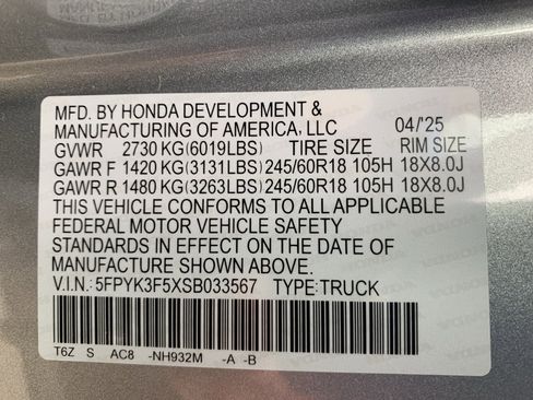 Certified 2025 Honda Ridgeline RTL image 49