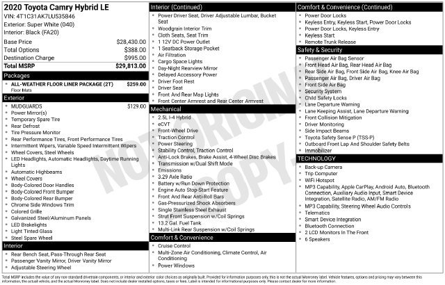 Certified 2020 Toyota Camry LE FWD image 25