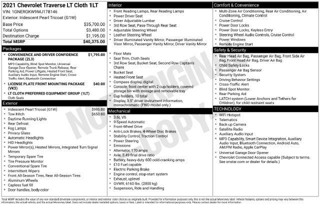Used 2021 Chevrolet Traverse LT FWD image 33