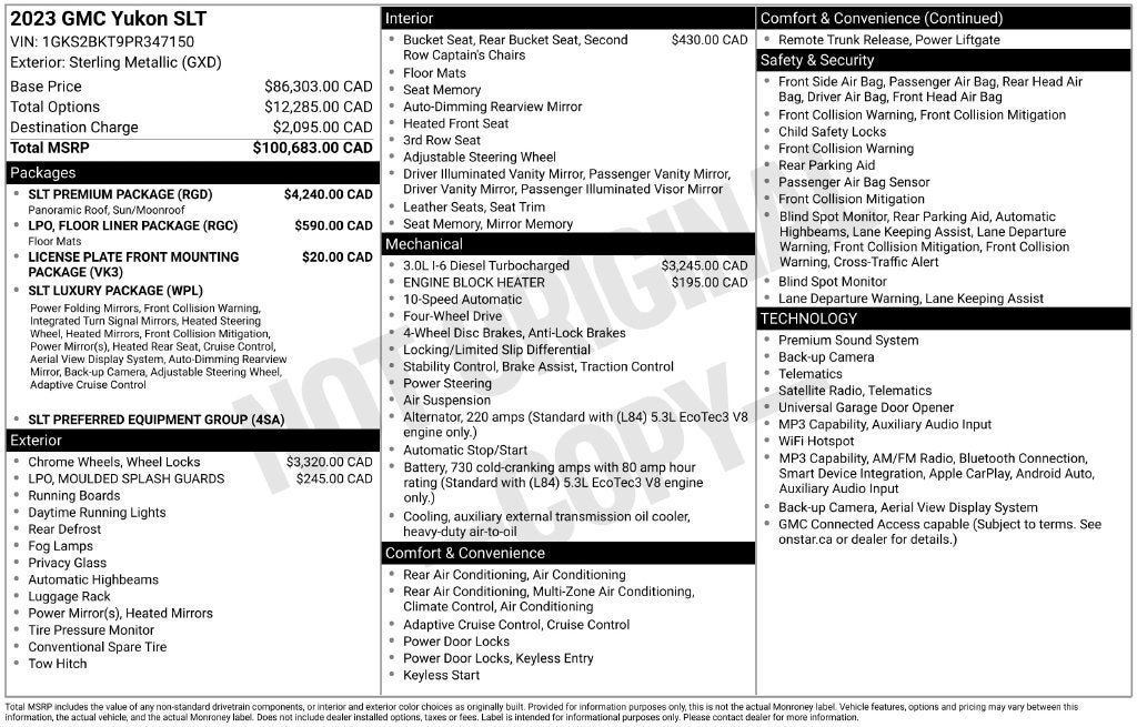 Used 2023 GMC Yukon SLT w/ SLT Premium Package AWD/4WD image 3