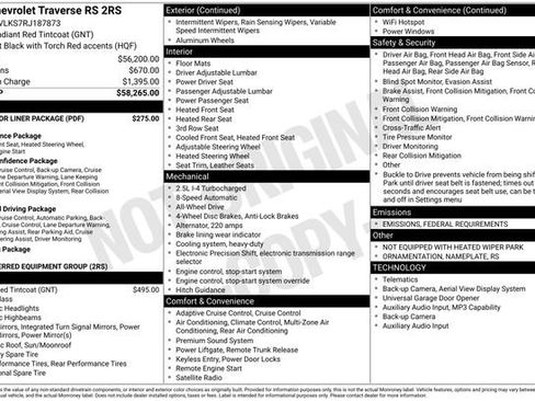 Used 2024 Chevrolet Traverse RS w/ LPO, Floor Liner Package image 37