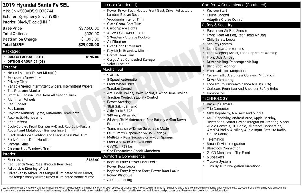 Used 2019 Hyundai Santa Fe SEL w/ Cargo Package FWD image 40