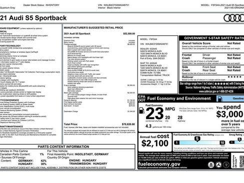 Used 2021 Audi S5 Prestige w/ Prestige Package image 2
