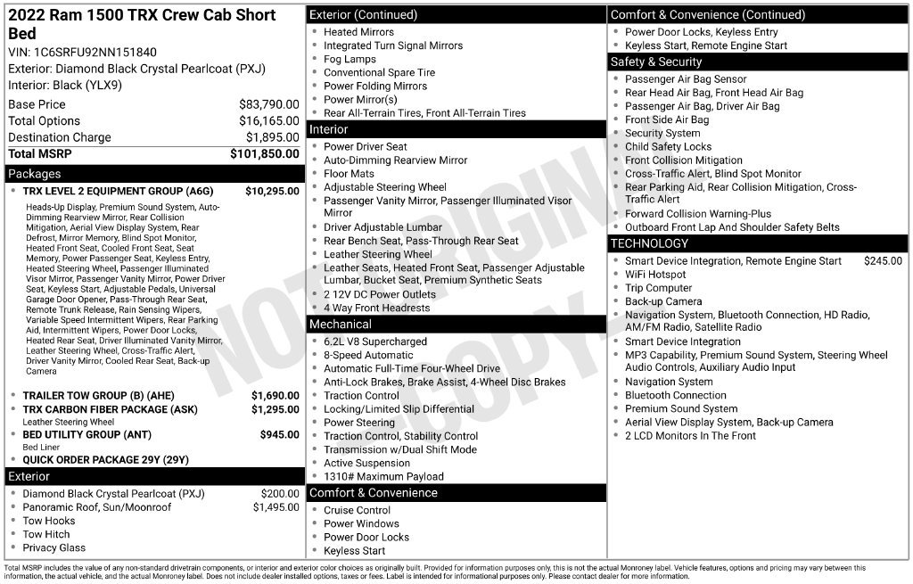 Used 2022 RAM 1500 TRX w/ TRX Level 2 Equipment Group AWD/4WD image 3