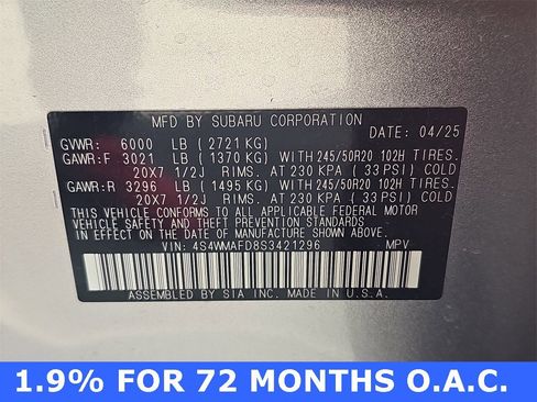 Certified 2025 Subaru Ascent Onyx Edition image 38