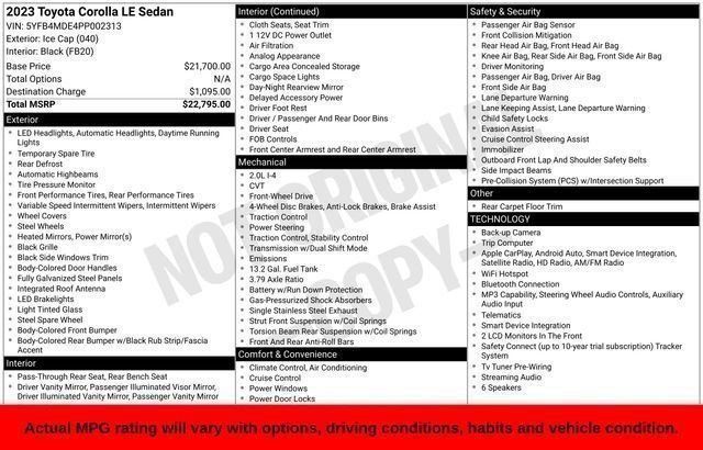 Used 2023 Toyota Corolla LE FWD image 36