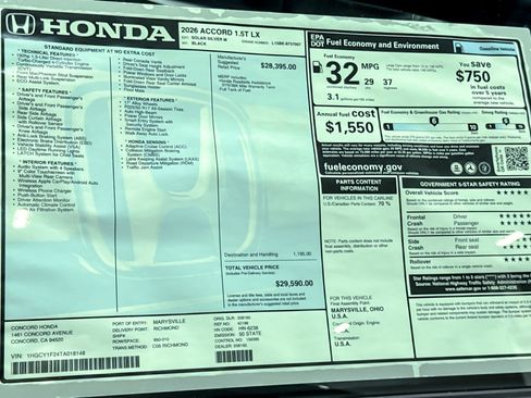 New 2026 Honda Accord LX image 31