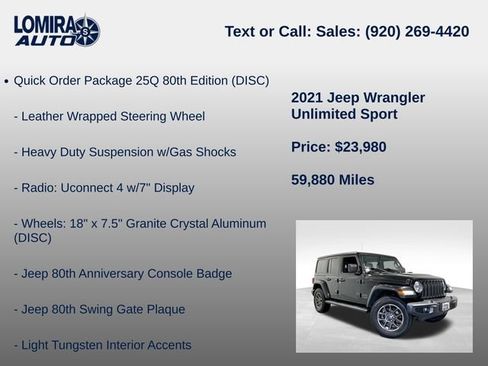 Used 2021 Jeep Wrangler Unlimited Sport AWD/4WD image 27