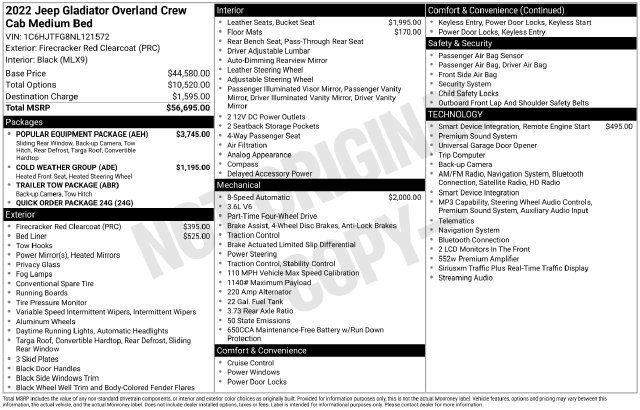 Used 2022 Jeep Gladiator Overland w/ Popular Equipment Package AWD/4WD image 41