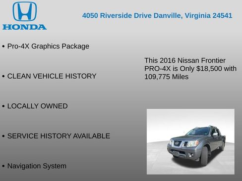 Used 2016 Nissan Frontier PRO-4X w/ Pro-4x Luxury Package AWD/4WD image 7