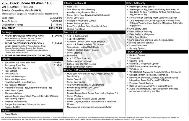 Certified 2026 Buick Encore GX Avenir w/ Avenir Technology Package AWD/4WD image 46