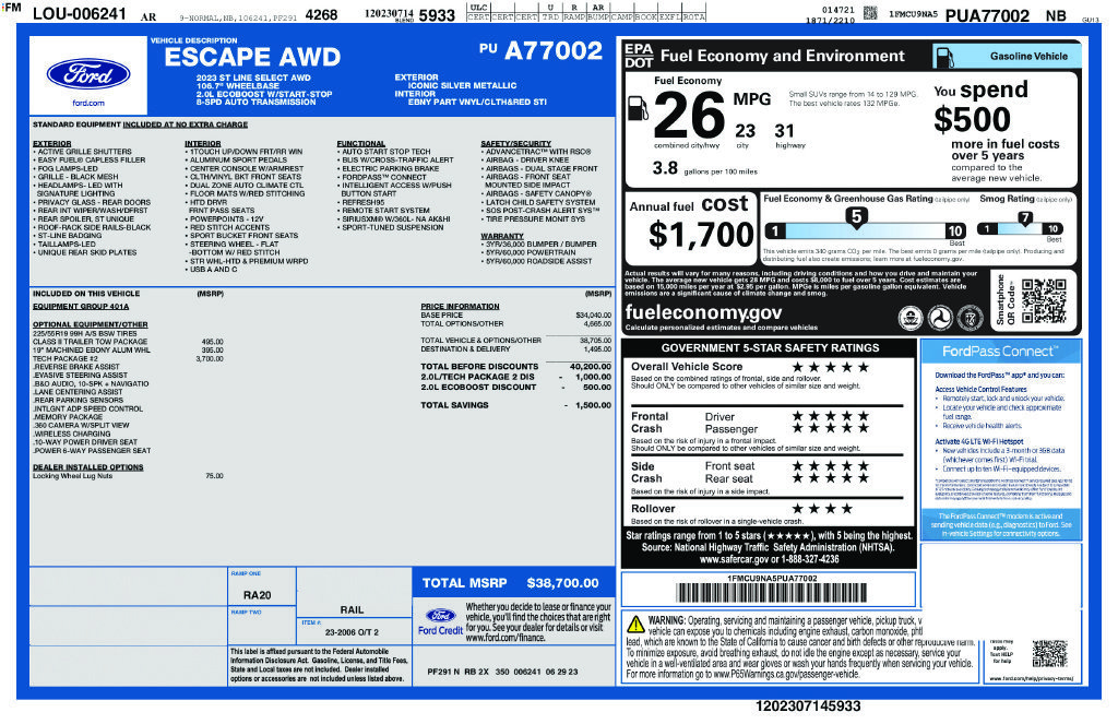 Used 2023 Ford Escape ST-Line Select w/ Tech Pack #2 AWD/4WD image 2