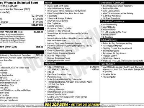 Used 2017 Jeep Wrangler Unlimited Sport w/ Quick Order Package 24S AWD/4WD image 2