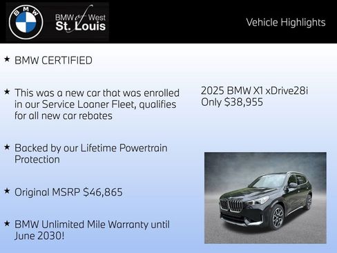 Certified 2025 BMW X1 xDrive28i w/ Convenience Package image 8