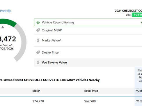 Used 2024 Chevrolet Corvette Stingray Coupe w/ Battery Protection Package RWD image 9