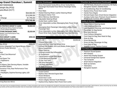 Used 2024 Jeep Grand Cherokee L Summit w/ Advanced Protech Group IV AWD/4WD image 3