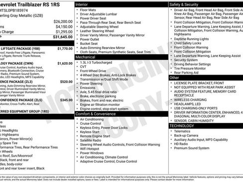 Used 2023 Chevrolet TrailBlazer RS w/ Sun and Liftgate Package FWD image 3