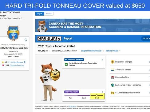 Used 2021 Toyota Tacoma Limited image 4