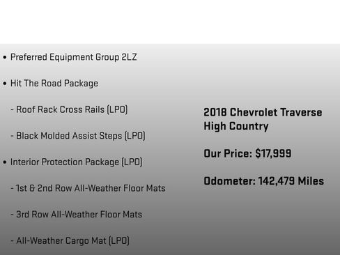 Used 2018 Chevrolet Traverse High Country w/ LPO, 'HIT The Road' Package AWD/4WD image 6