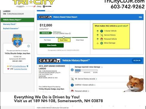 Used 2016 Jeep Grand Cherokee Laredo w/ Quick Order Package 23E image 2