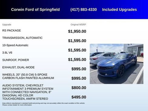 Used 2021 Chevrolet Camaro LT w/ RS Package RWD image 5