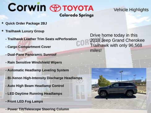 Used 2018 Jeep Grand Cherokee Trailhawk w/ Trailhawk Luxury Group AWD/4WD image 7