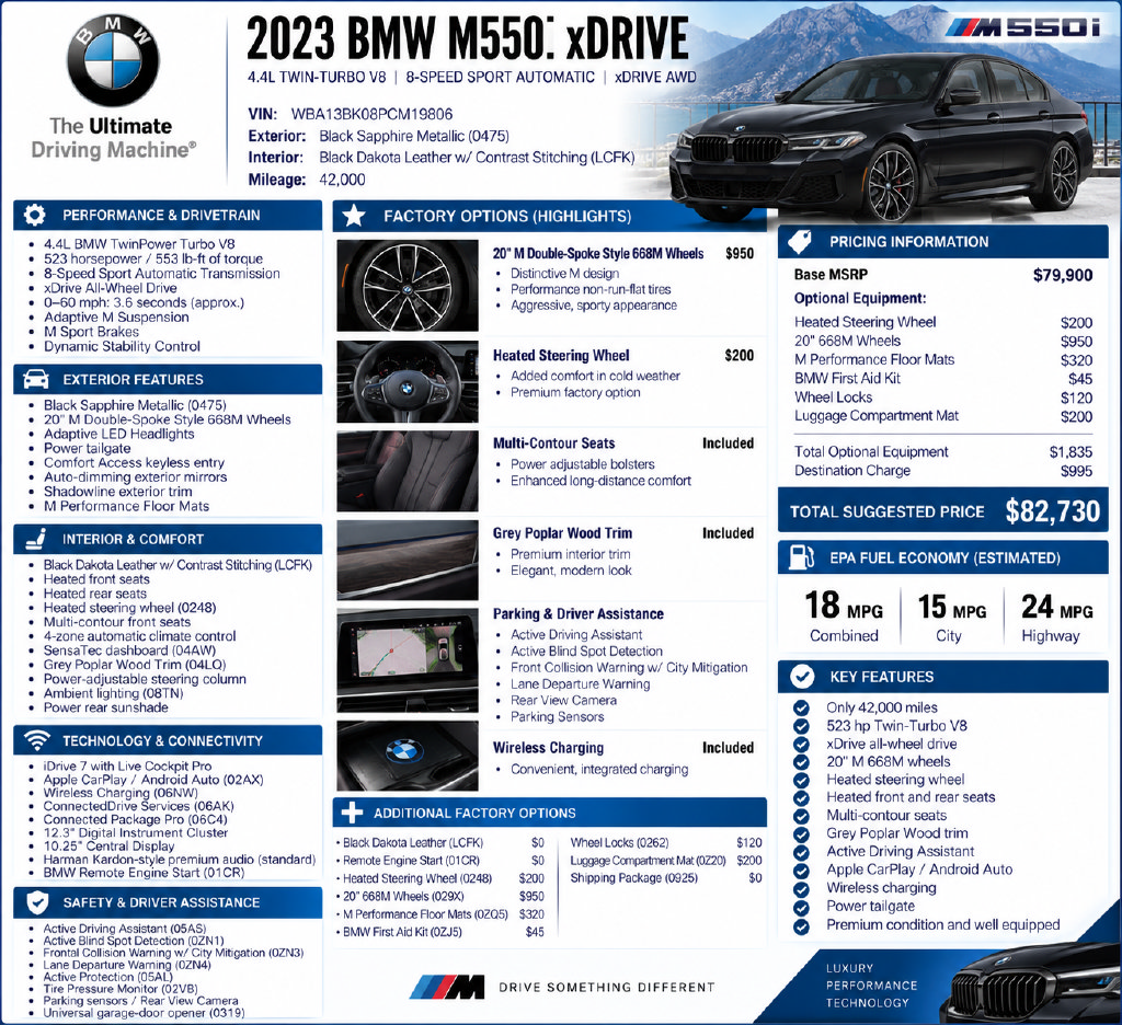 Used 2023 BMW M550i xDrive AWD/4WD image 2