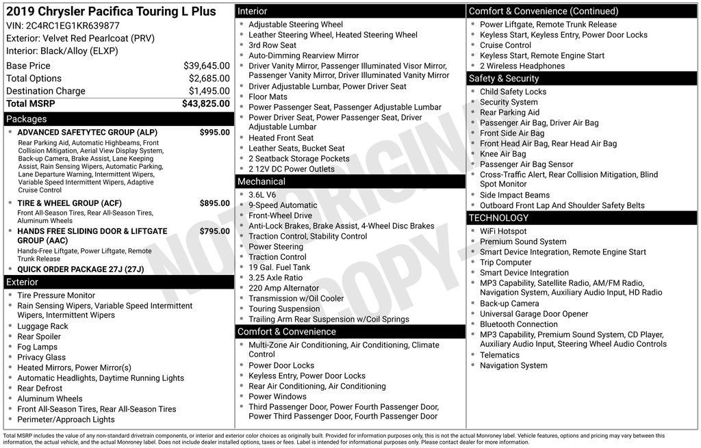 Used 2019 Chrysler Pacifica Touring-L Plus w/ Advanced Safetytec Group FWD image 5